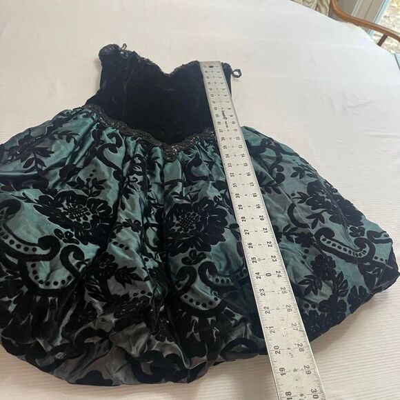 Jessica McClintock Gunne Sax Vintage 80s Black Green Strapless Dress Size 5/6 - Picture 8 of 9